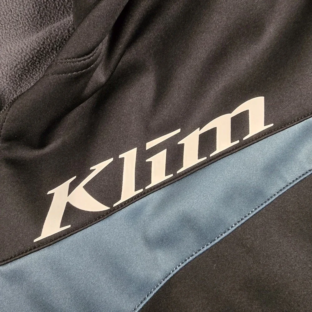 Klim Soft Shell Fleece Lined Hooded Jacket Men's 2XL Black Blue Snowmobile
